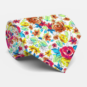 Cute colourful vintage roses patterns tie