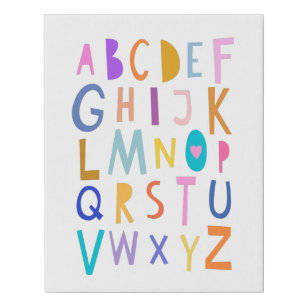 Cute Colourful Wacky Alphabet Learning ABC Letters Faux Canvas Print