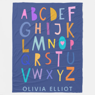 Cute Colourful Wacky Alphabet Letters Personalised Fleece Blanket