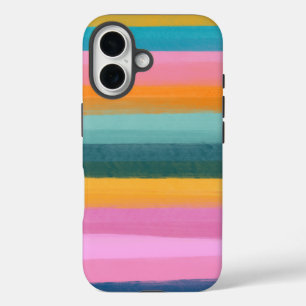 Cute Colourful Watercolor Brush Stroke Stripes iPhone 16 Case