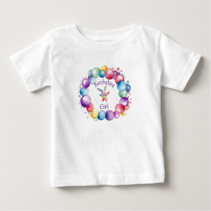 Cute Colourful Watercolor Bunny and Polka Dots Baby T-Shirt