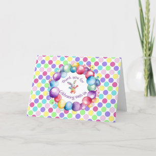Cute Colourful Watercolor Bunny and Polka Dots Thank You Card