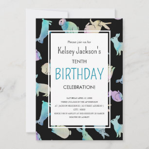 Cute Colourful Watercolor Bunny Rabbit Template