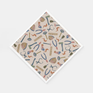 Cute Colourful Watercolor  Construction Tools Napkin