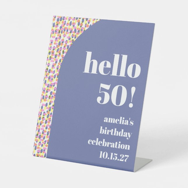 Cute Colourful Watercolor Dot Custom Birthday Part Pedestal Sign (Front)