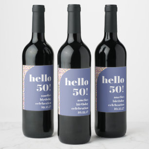 Cute Colourful Watercolor Dot Custom Birthday Part Wine Label