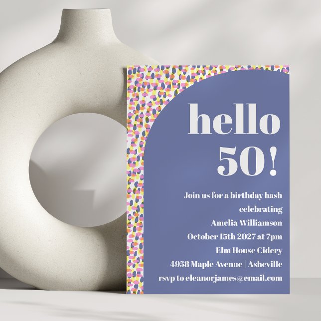 Cute Colourful Watercolor Dots 50th Birthday Party Invitation (Creator Uploaded)