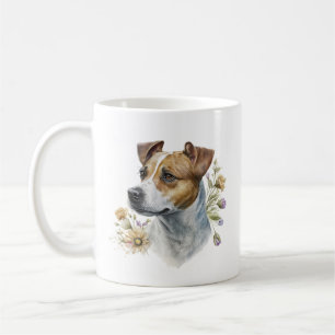 Cute Colourful Watercolor Floral Jack Russell Dog Coffee Mug
