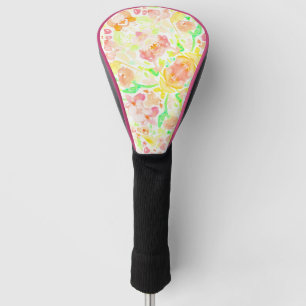 Cute colourful watercolor floral pattern golf head cover