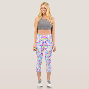 Cute colourful watercolor flowers capri leggings