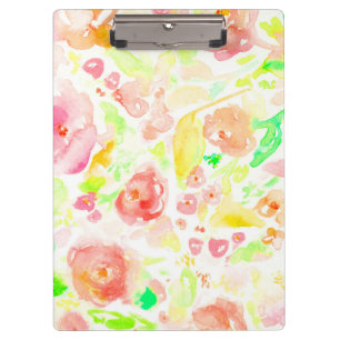 Cute colourful watercolor flowers clipboard