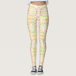 Cute colourful watercolor flowers leggings