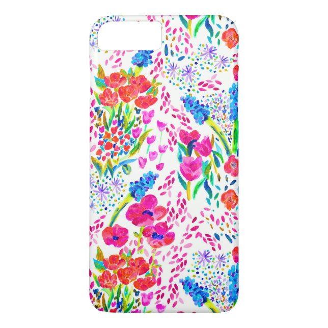 Cute colourful watercolor flowers pattern Case-Mate iPhone case (Back)