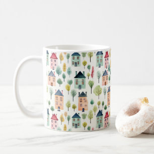 Cute Colourful Watercolor Houses Realty Coffee Mug