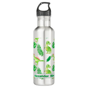 Cute Colourful Watercolor Pattern Jungle Dinosaur 710 Ml Water Bottle