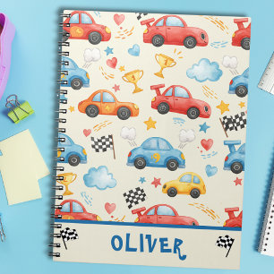 Cute Colourful Watercolor Race Cars Notebook