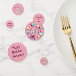 Cute Colourful Watercolor Unicorn Birthday Confetti
