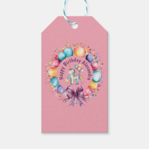 Cute Colourful Watercolor Unicorn Birthday Gift Tags