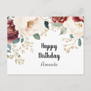 Cute Colourful Watercolor Wildflowers For Her Postcard