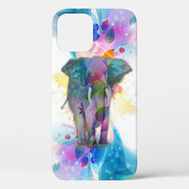 cute colourful watercolours splatters elephant Case-Mate iPhone case (Back)