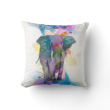 cute colourful watercolours splatters elephant