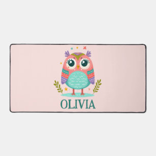 Cute Colourful Whimsical Baby Owl Desk Mat
