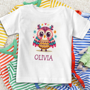 Cute Colourful Whimsical Baby Owl T-Shirt