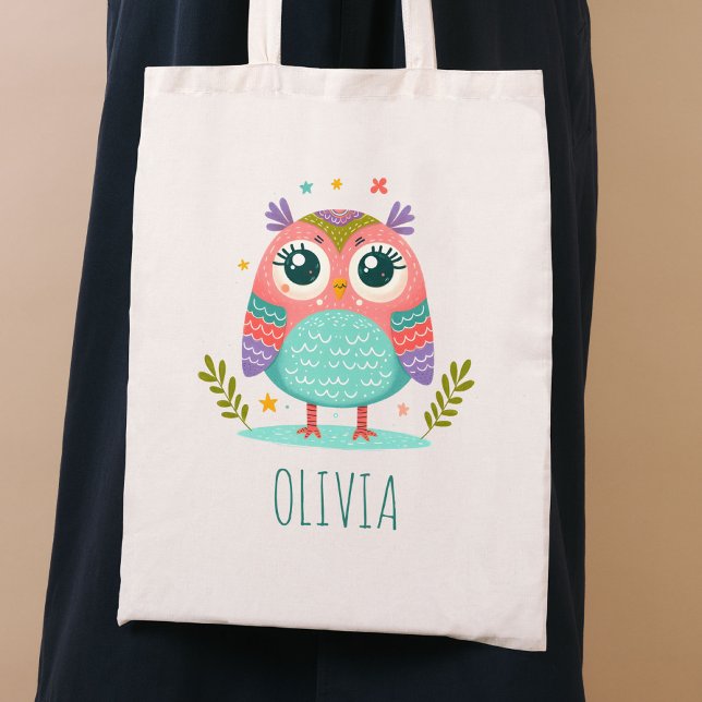 Cute Colourful Whimsical Baby Owl Tote Bag (Creator Uploaded)