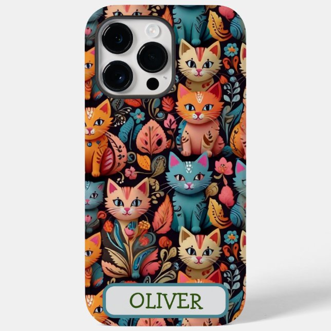  Cute Colourful Whimsical Kittens Case-Mate iPhone Case (Back)
