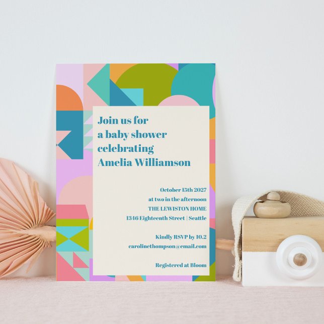 Cute Colourful Whimsical Lavender Blue Baby Shower Invitation (Creator Uploaded)