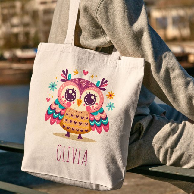 Cute Colourful Whimsical Owl Tote Bag (Creator Uploaded)