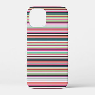 Cute colourful white stripes iPhone 12 mini case