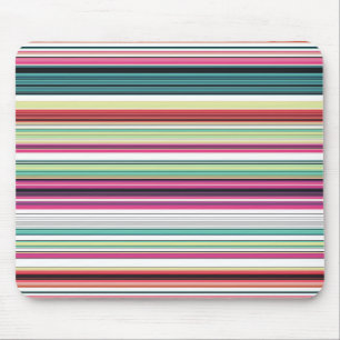 Cute colourful white stripes mouse pad