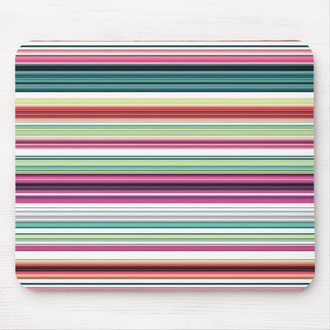 Cute colourful white stripes mouse pad (Front)