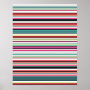 Cute colourful white stripes poster