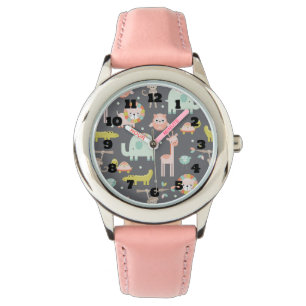 Cute Colourful Wild Animals Nursery Art Watch
