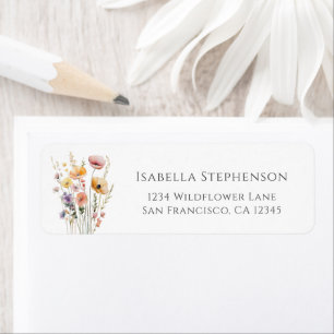 Cute Colourful Wildflowers Boho Return Address Label