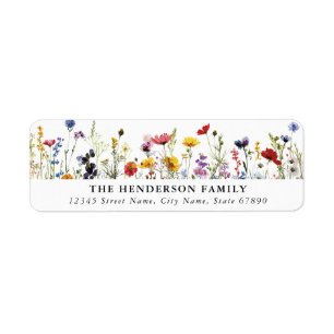 Cute Colourful Wildflowers Return Address Labels