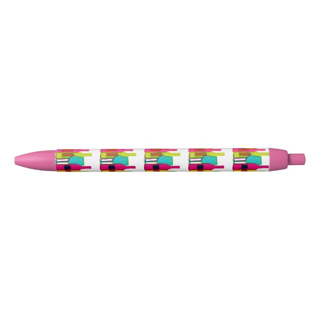 Cute colourful wine bottles pattern black ink pen (Front)