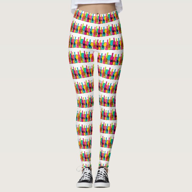 Cute colourful wine bottles pattern case for iPad  Leggings (Front)