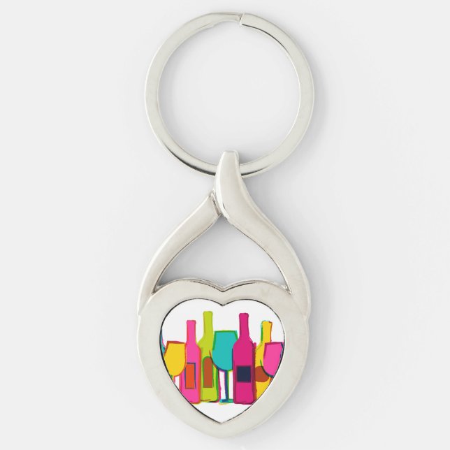 Cute colourful wine bottles pattern Case-Mate iPho Key Ring (Front)