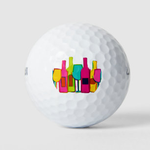 Cute colourful wine bottles pattern golf balls