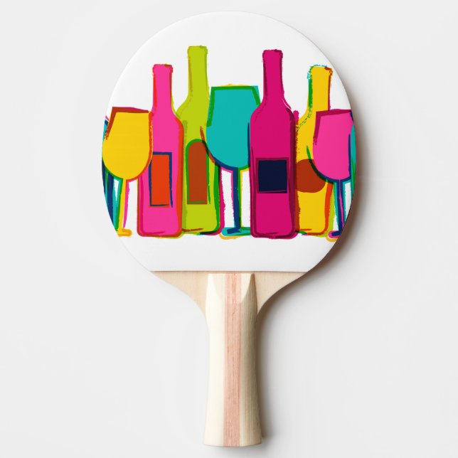 Cute colourful wine bottles pattern ping pong paddle (Front)