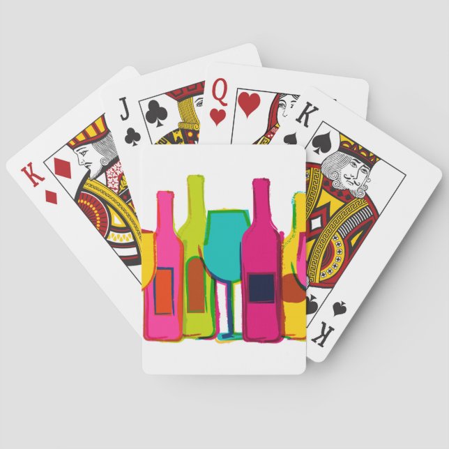 Cute colourful wine bottles pattern playing cards (Back)