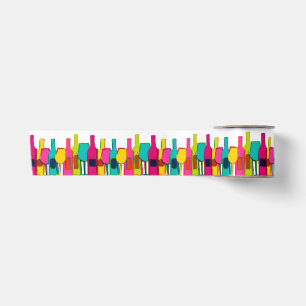 Cute colourful wine bottles pattern satin ribbon