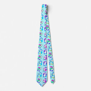 Cute Colourful Winter Penguins Tie