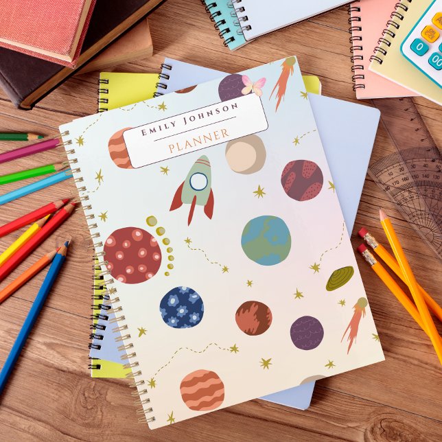 Cute Colourful With Custom Kid Name Astronomy Them Planner (Creator Uploaded)