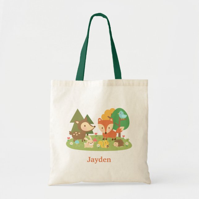 Cute Colourful Woodland Animal For Kids Tote Bag (Front)