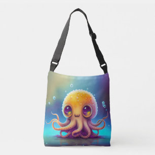 Cute Colourful Yellow Octopus Alien Artwork Crossbody Bag
