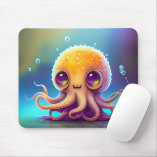 Cute Colourful Yellow Octopus Alien Artwork Mouse Pad
